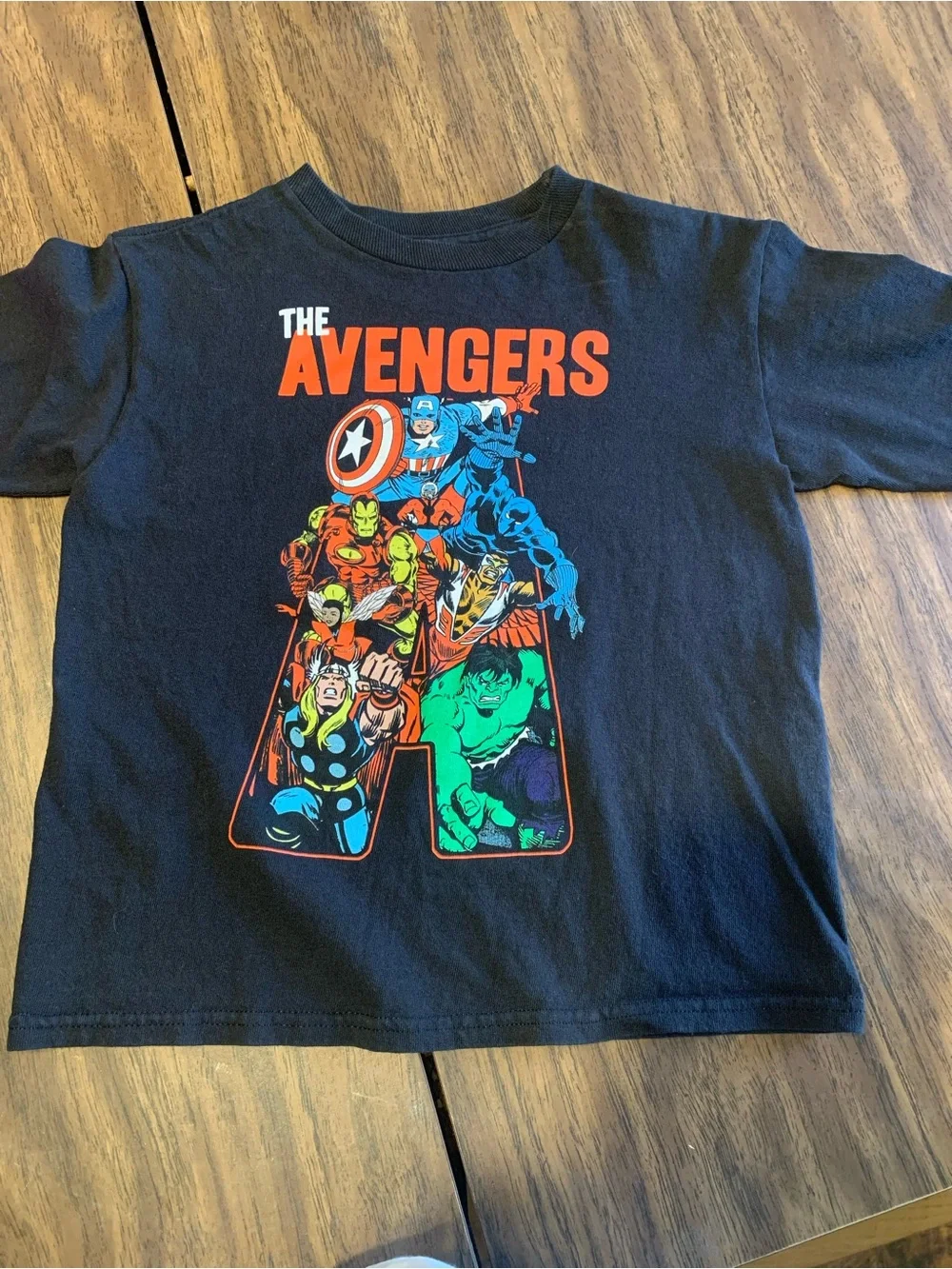 Marvel Kids Black Avengers Graphic Tee with Red Logo